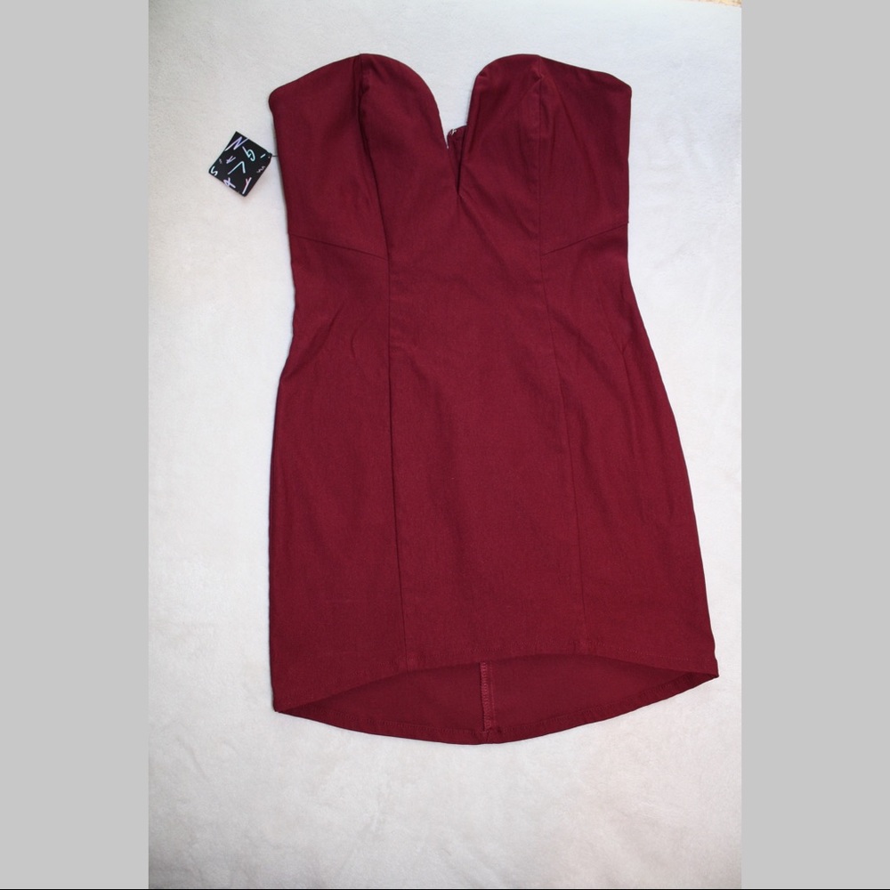 Nasty Gal Strapless Plunge Bodycon Dress NWT